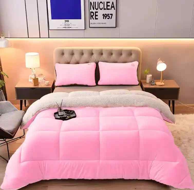 Pink Quilted Fleece Sherpa Comforter