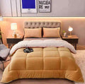 Camel Quilted Fleece Sherpa Comforter