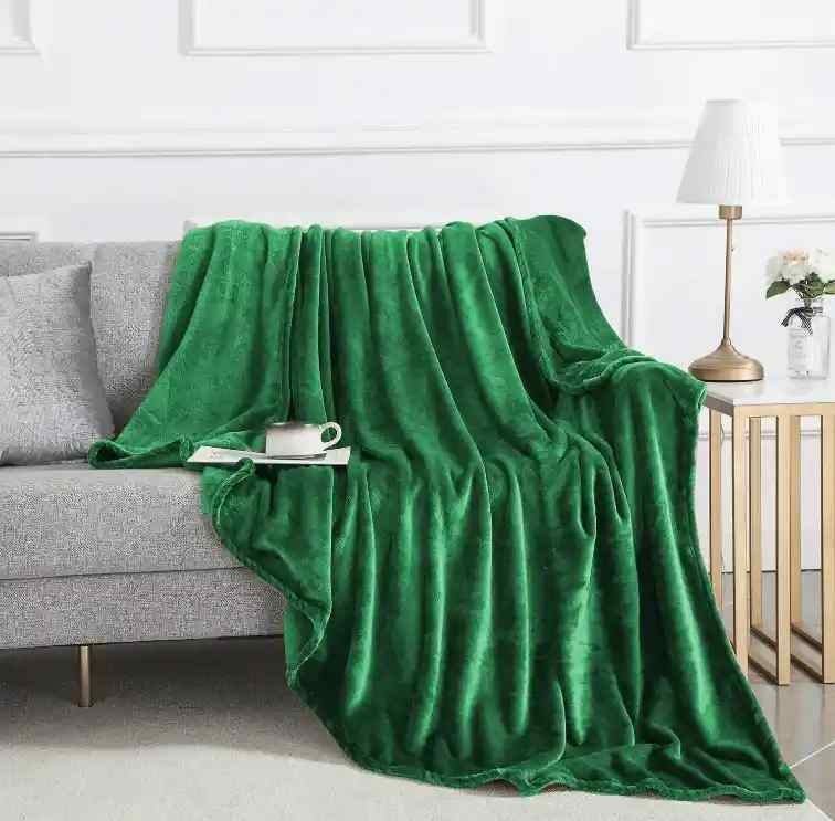 Green Fleece Throw Blanket