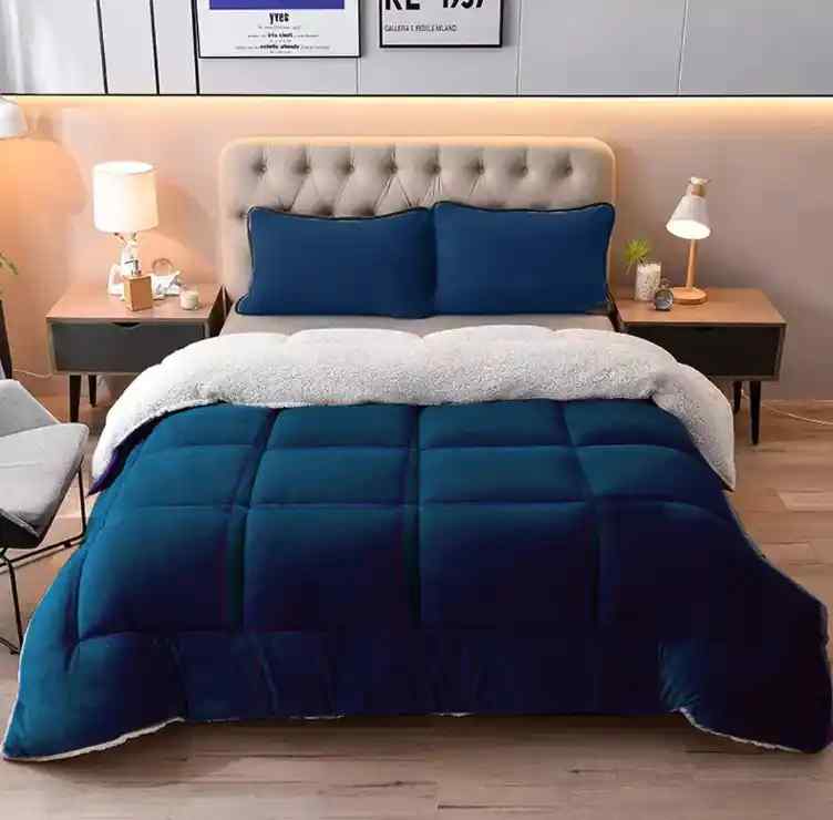 Haze Blue Quilted Fleece Sherpa Comforter