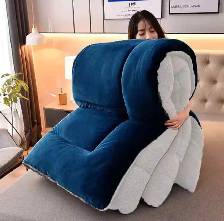 Haze Blue Quilted Fleece Sherpa Comforter