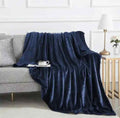 Navy Blue Fleece Throw Blanket