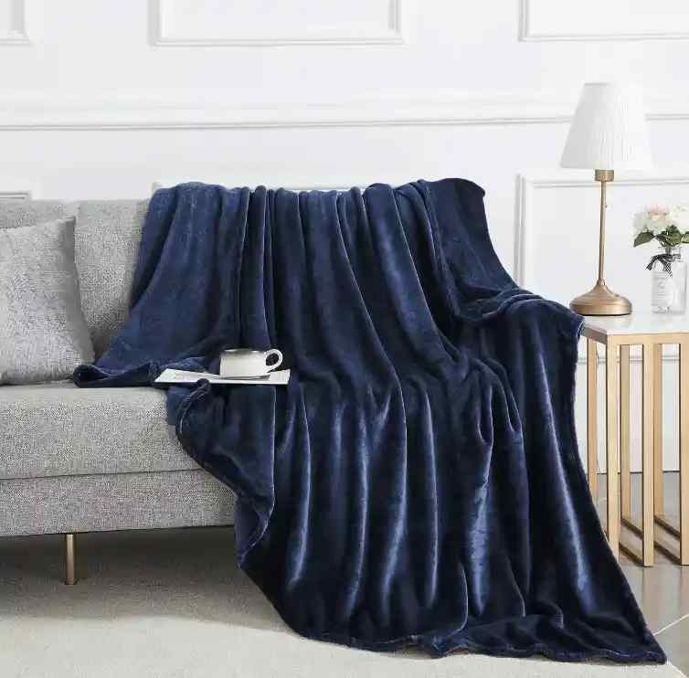 Navy Blue Fleece Throw Blanket