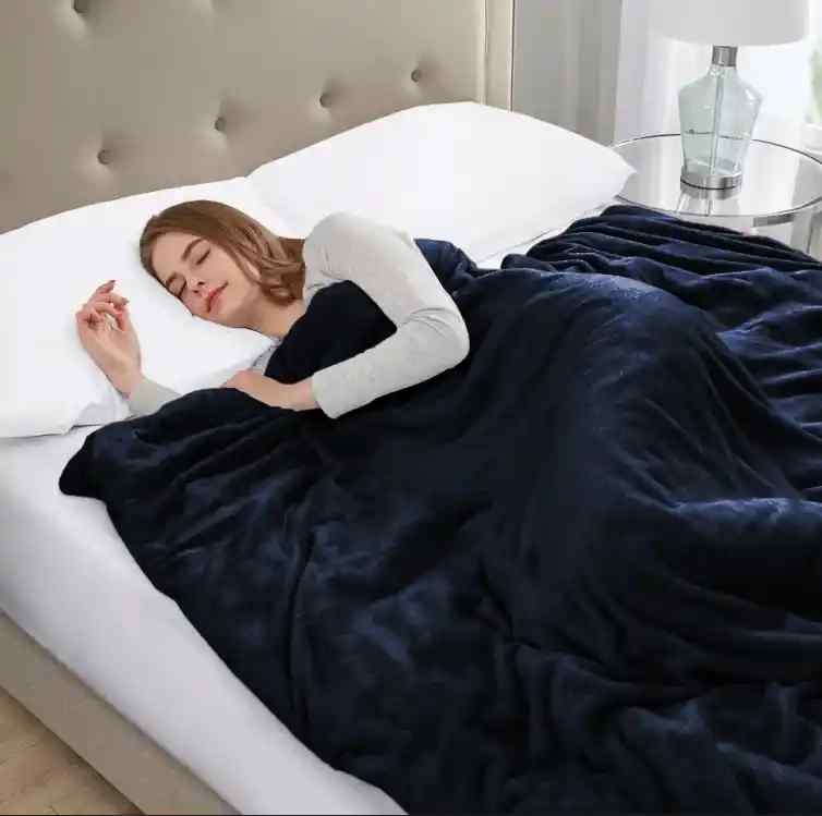 Navy Blue Fleece Throw Blanket