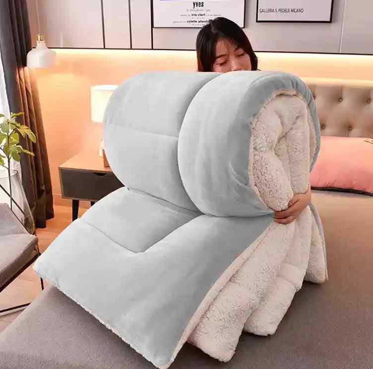 Silver Quilted Fleece Sherpa Comforter
