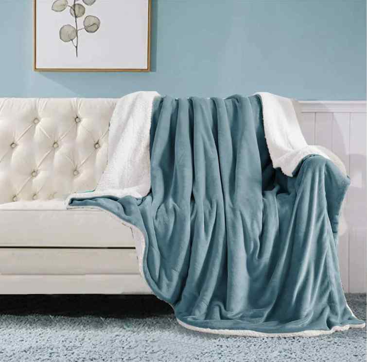Teal Sherpa Throw Blanket