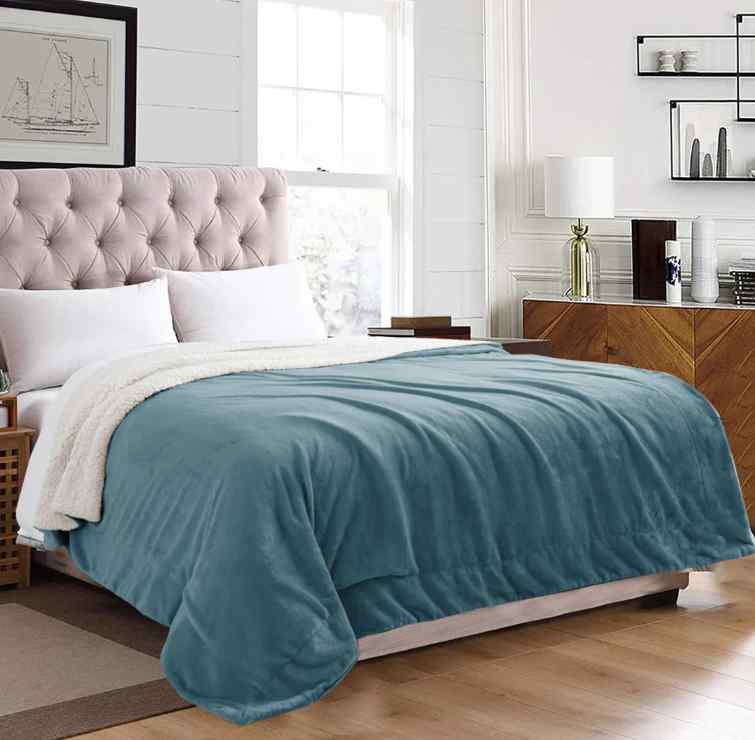 Teal Sherpa Throw Blanket