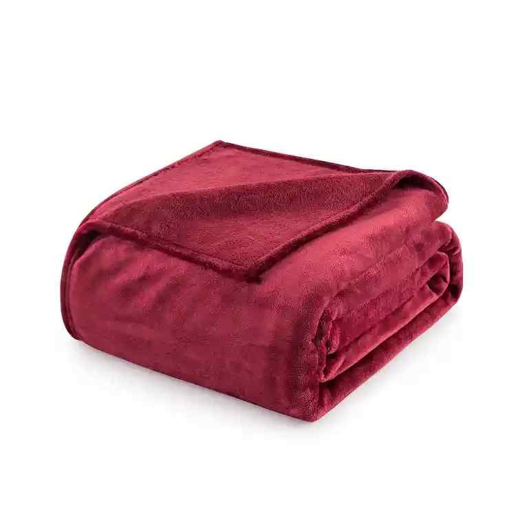 Wine Red Fleece Throw Blanket