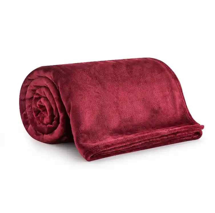 Wine Red Fleece Throw Blanket